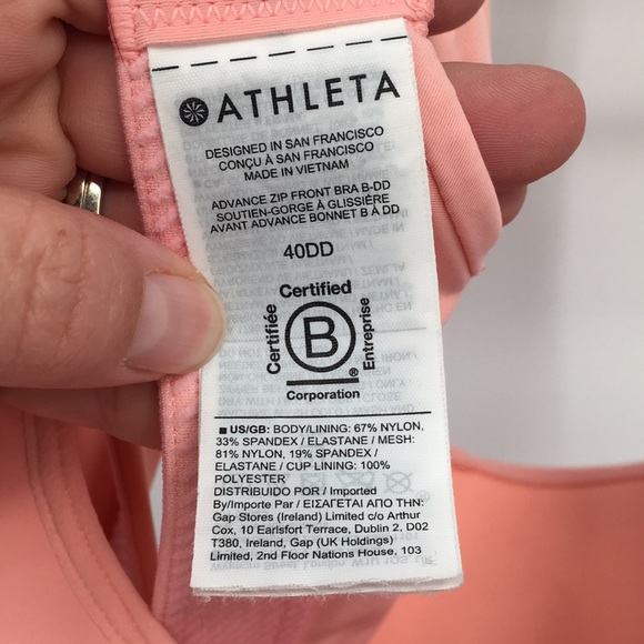 Athleta Advance Zip Front Bra B-DD Pink Sports Racerback 40DD NEW - Picture 5 of 10